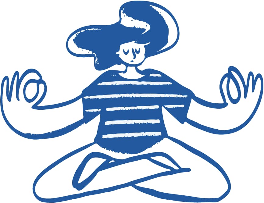 Cartoon person meditating